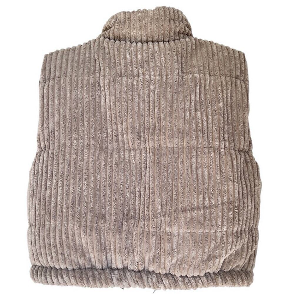 Stoosh Ribbed Cropped Puffer Vest Large Neutral Greige - Picture 4 of 4